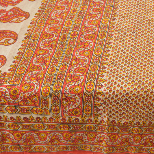 Sanskriti Vintage Indian Red Sarees 100% Pure Silk Printed Sari Craft Sustainable Fabric